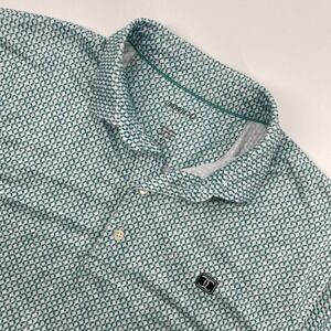 Johnnie-O Kahuna Polo Mens Large Iguana Green Geometric Stretch Golf UPF Resort